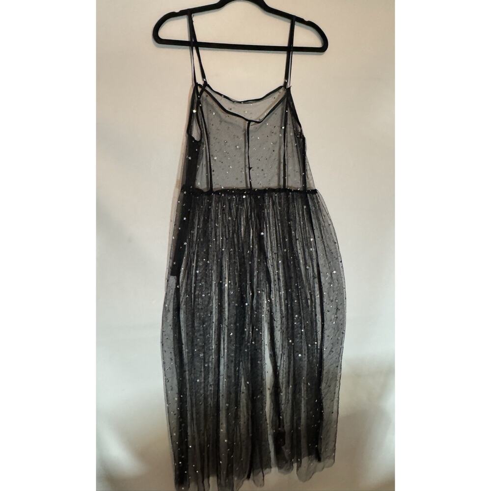 Witchy Sheer Dress Women S M Black Star Moon Mesh Fairy Grunge Whimsy Goth Pinup - Picture 2 of 11